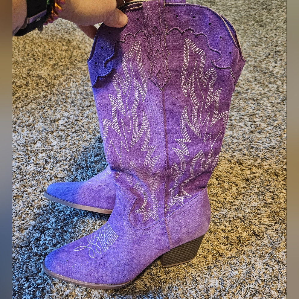 [NOT AVAILABLE] Suede Western Style Boots - Picture 5 of 9